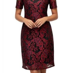 NEW MICHAEL K michelle lace mini dress in red black
